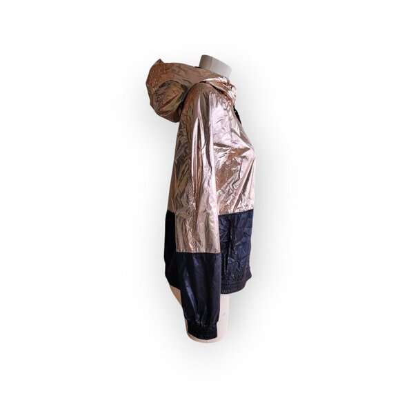 Bebe Hooded Rose Gold Windbreaker Jacket Large - Picture 3 of 10